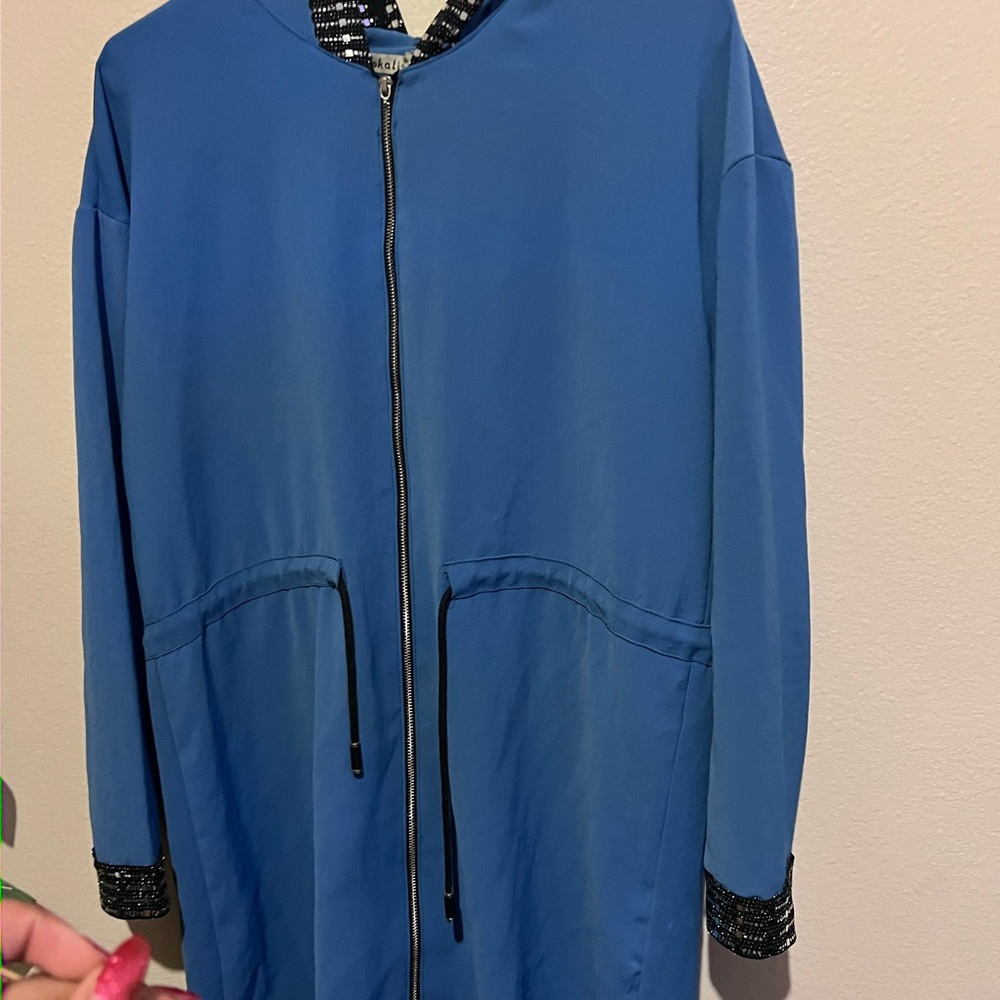 Blue Women's Tunic with Black Accents